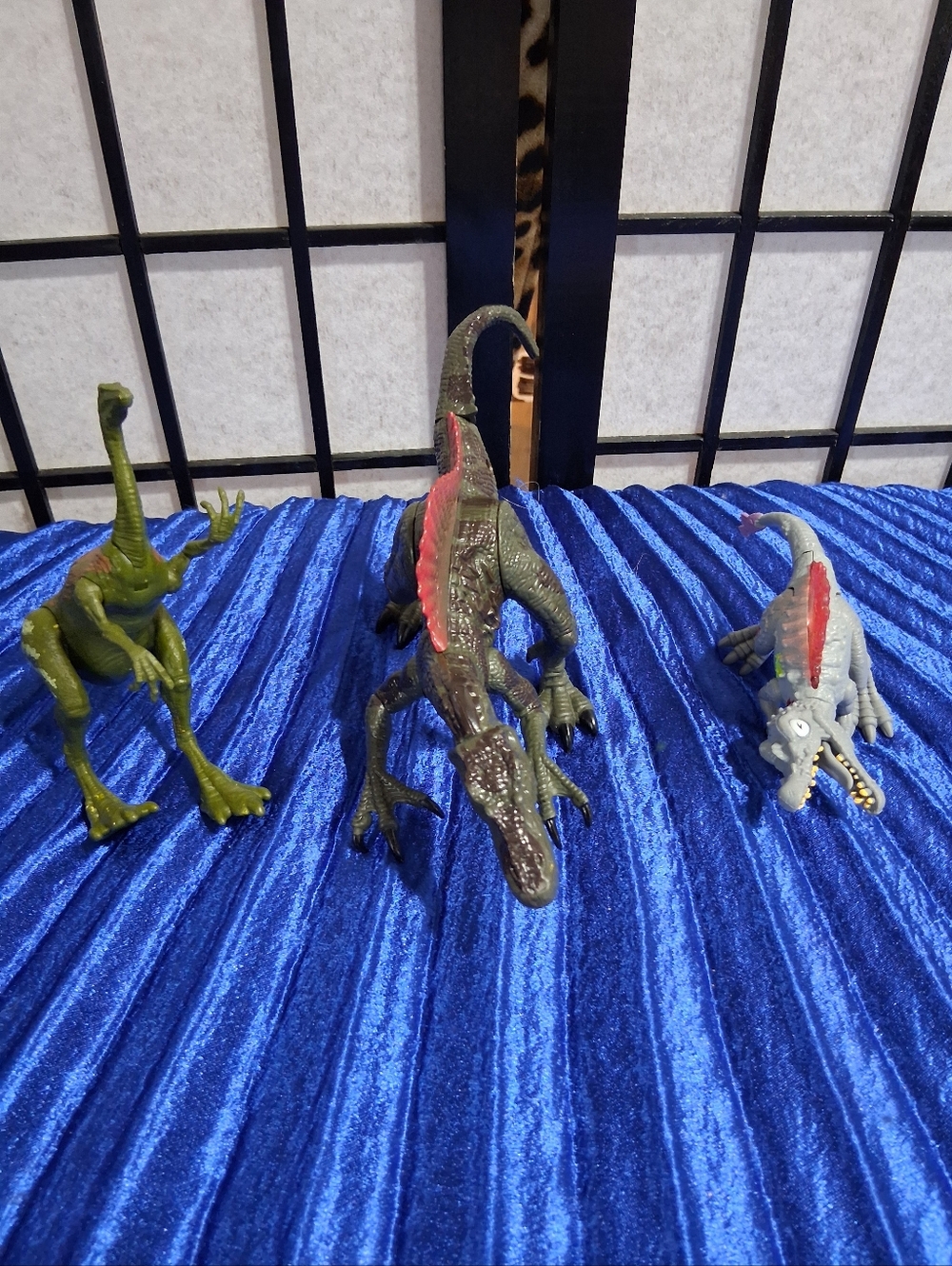 Green and Gray Dinosaur Toy Set with Red Spines - Kids Toys